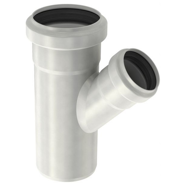 ACO Passavant Abzweig Rohrsystem PIPE Reduzierabzweig d125x75 45 Grad Edelstahl 1.4404 EPDM 0174.83.67