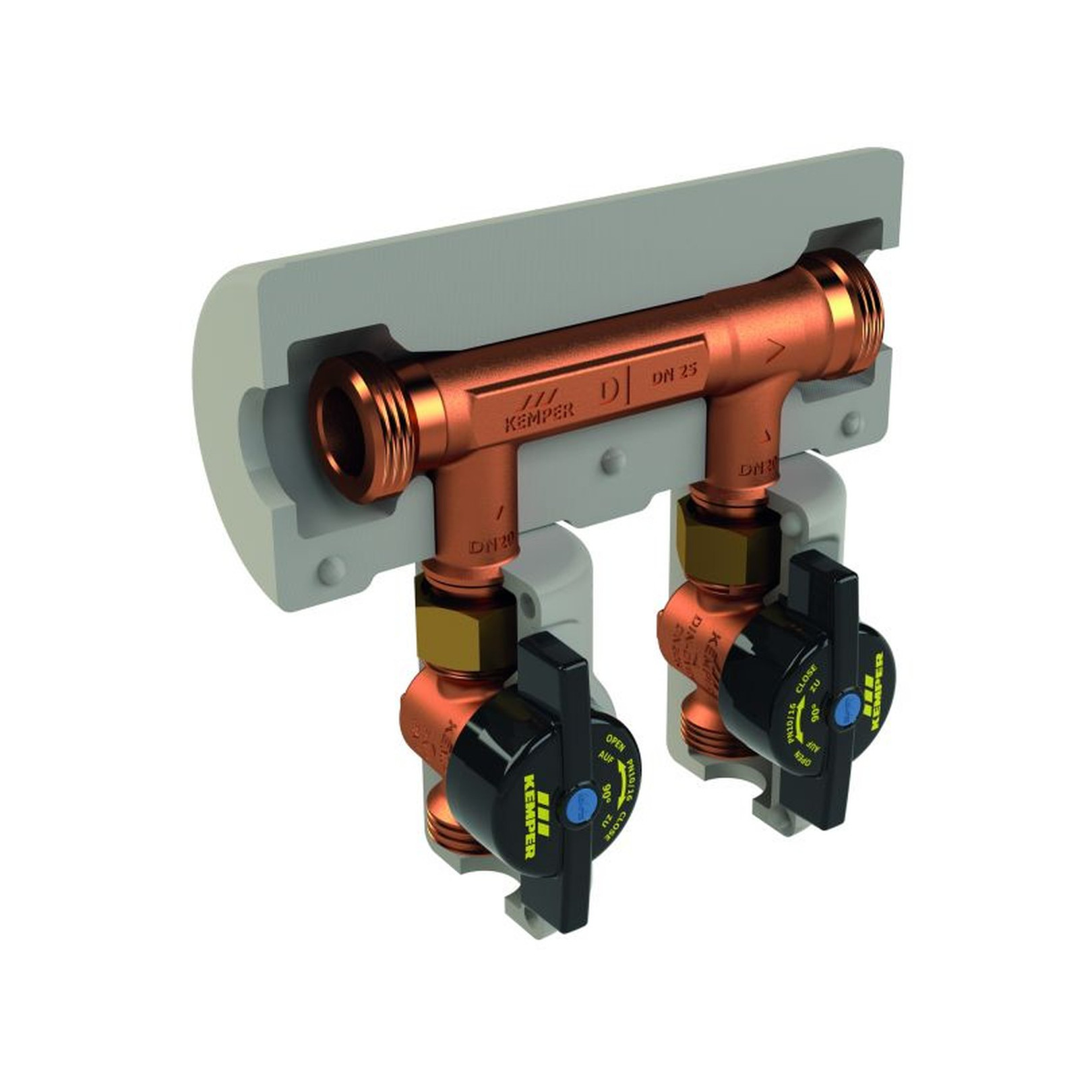 Kemper KHS Venturi-Strömungsteiler-Gruppe dynamisch DN40 Abgang DN25 VAV DN25 6500204000