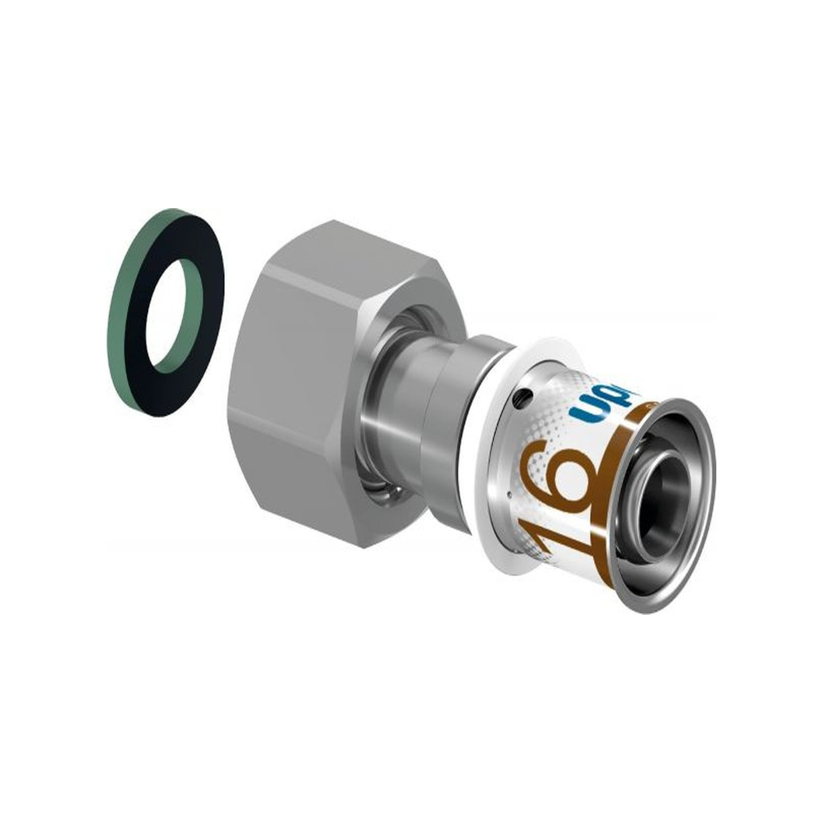 Uponor S-Press PLUS Übergangsverschraubung 16mm DN20 3/4 IG Pressmuffe Überwurfmutter Edelstahlpresshülse 1070603