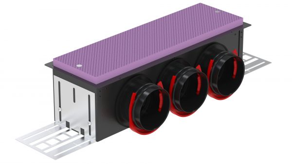 Zehnder Luftdurchlassgehäuse ComfoCase CLD 3xDN75 breit seitlich RapidLock Stahlblech verzinkt 990320533