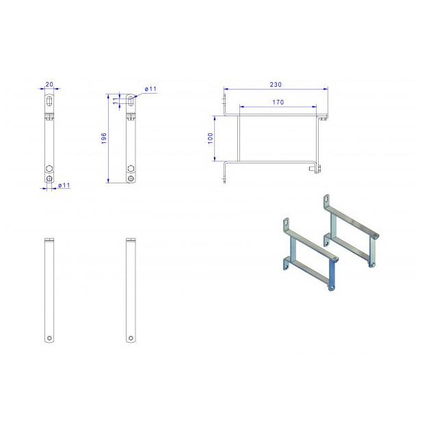 STRAWA Heizungszubehoer strawi 125 Wandhalter-Set Kesselverteiler 200x186x20mm 7230001