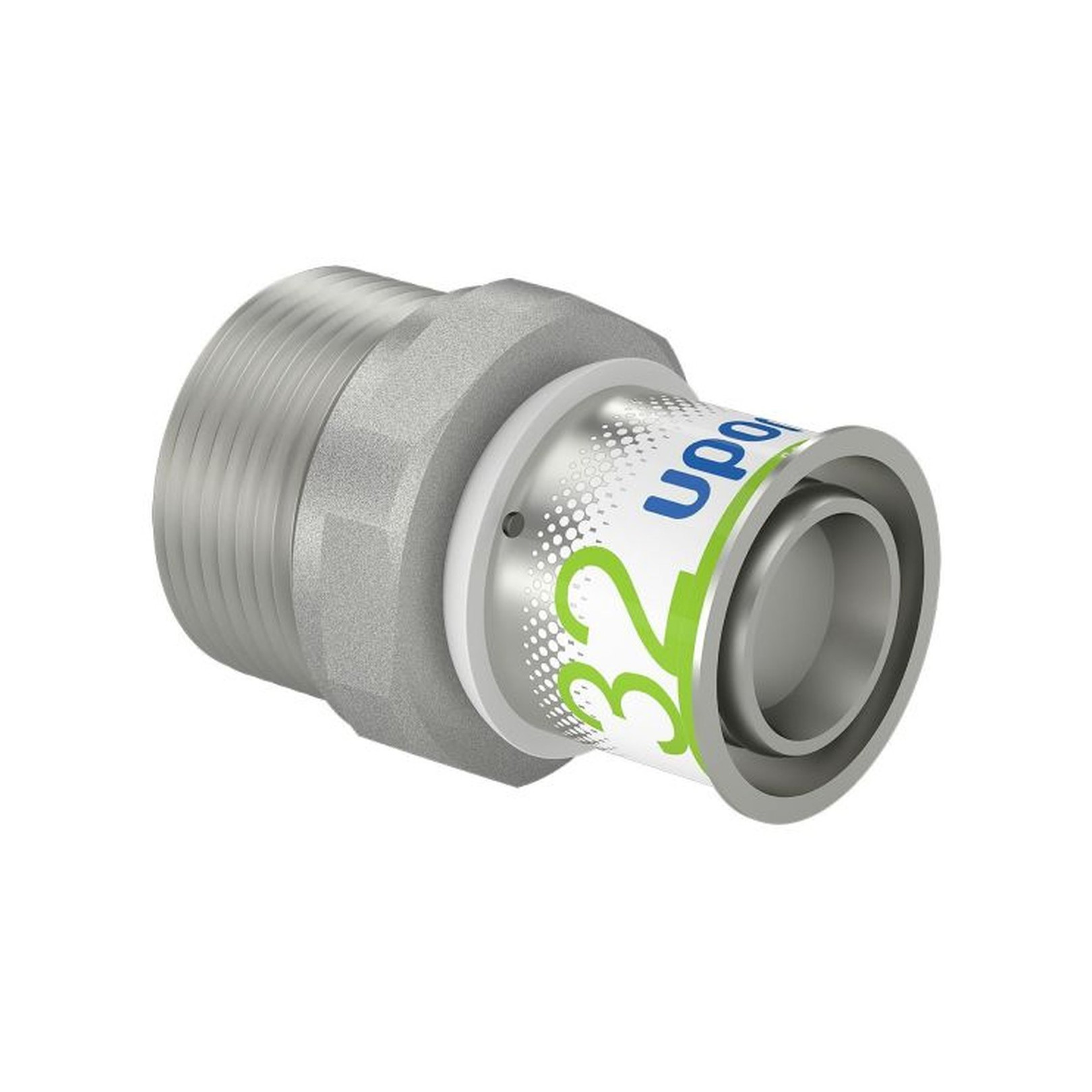 Uponor S-Press PLUS Übergangsnippel 32 mm DN32 1 1/4 Zoll AG PPSU Messing verzinnt DVGW 1070510