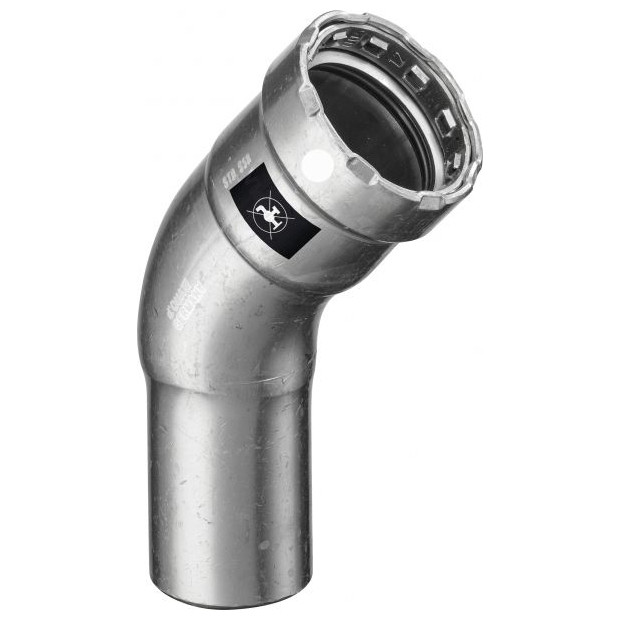 Viega Bogen 45 Grad Megapress S 4326.1 SC-Contur 1 1-2 Zoll Stahl Zn-Ni FKM 770075