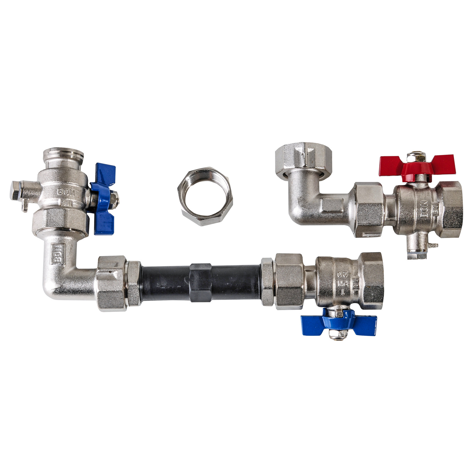 Wärmemengenzähler Einbauset 1'' vertikal für 3/4" 110 mm + 1" 130 mm