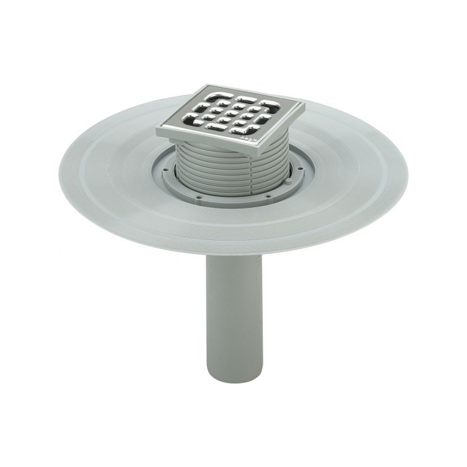 Viega Advantix Balkon Terrassenablauf 557102 DN 70 Kunststoff grau Ablauf senkrecht Edelstahlrost höhenverstellbar Abdichtungsflansch