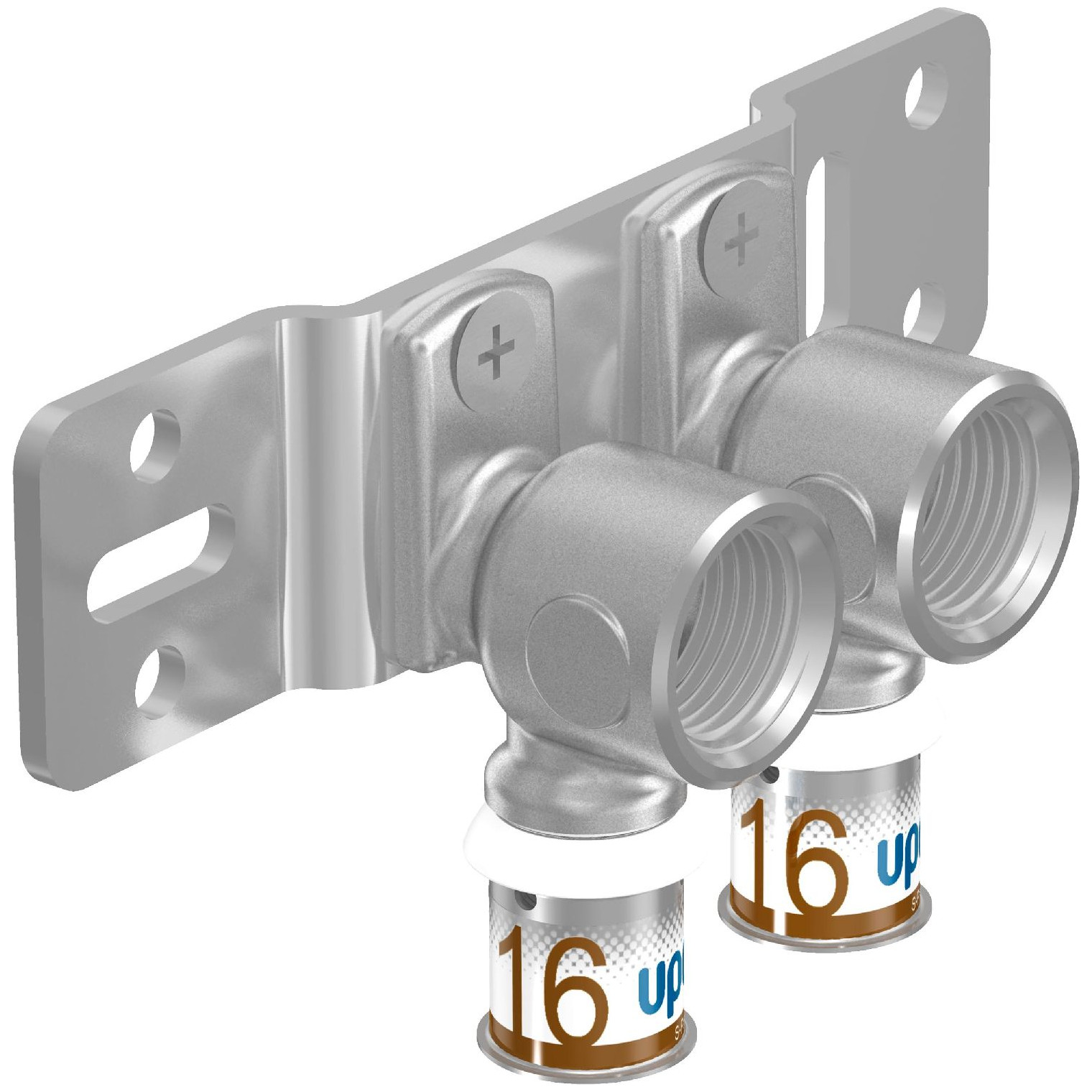 Uponor Pressfitting S-Press PLUS Montageplatte radi 16-Rp1/2FT c-c50mm Farbkennzeichnung 1070684