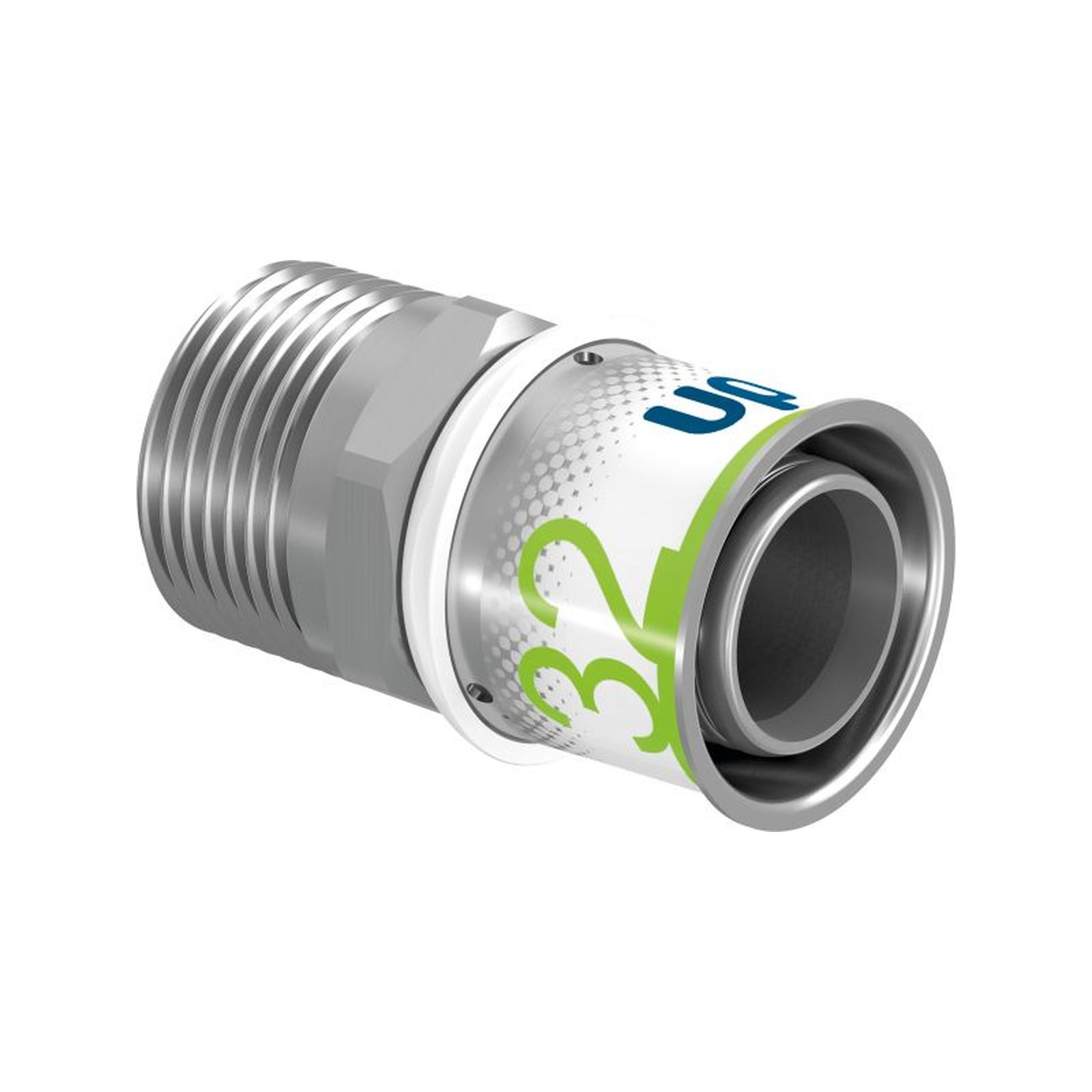Uponor S-Press PLUS Übergangsnippel 32mm DN25 1 Zoll AG PPSU Messing verzinnt Edelstahlpresshülse 1070509