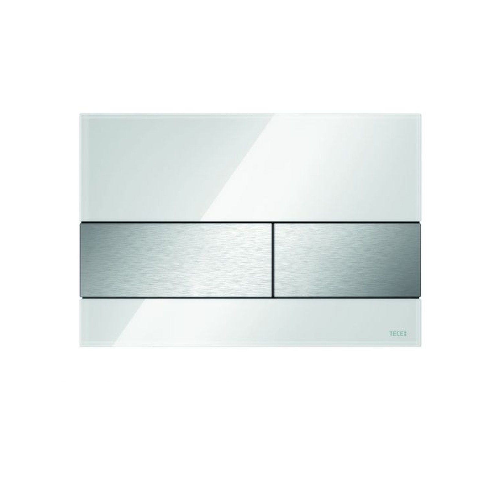 TECE Betätigungsplatte TECEsquare Glas weiß glänzend Tasten Edelstahl gebürstet Zweimengentechnik 9240801