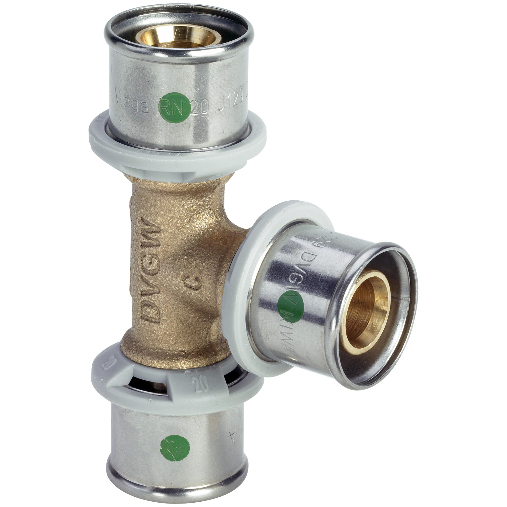 Viega Rotguss-T-Stück SANFIX-P 2118 Pressfitting 63x40x63mm Rotguss SC-Contur 566913