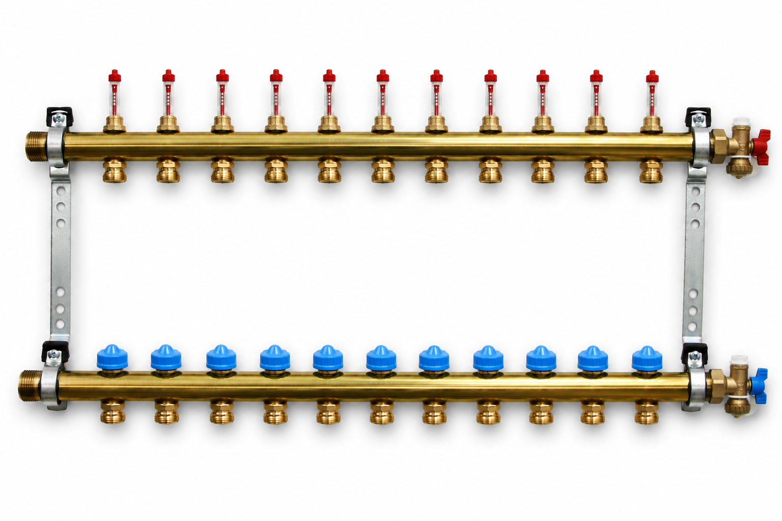 Roth Heizkreisverteiler 11-Heizkreise Messing FlatConnect mit DFA absperrbar 1115011041