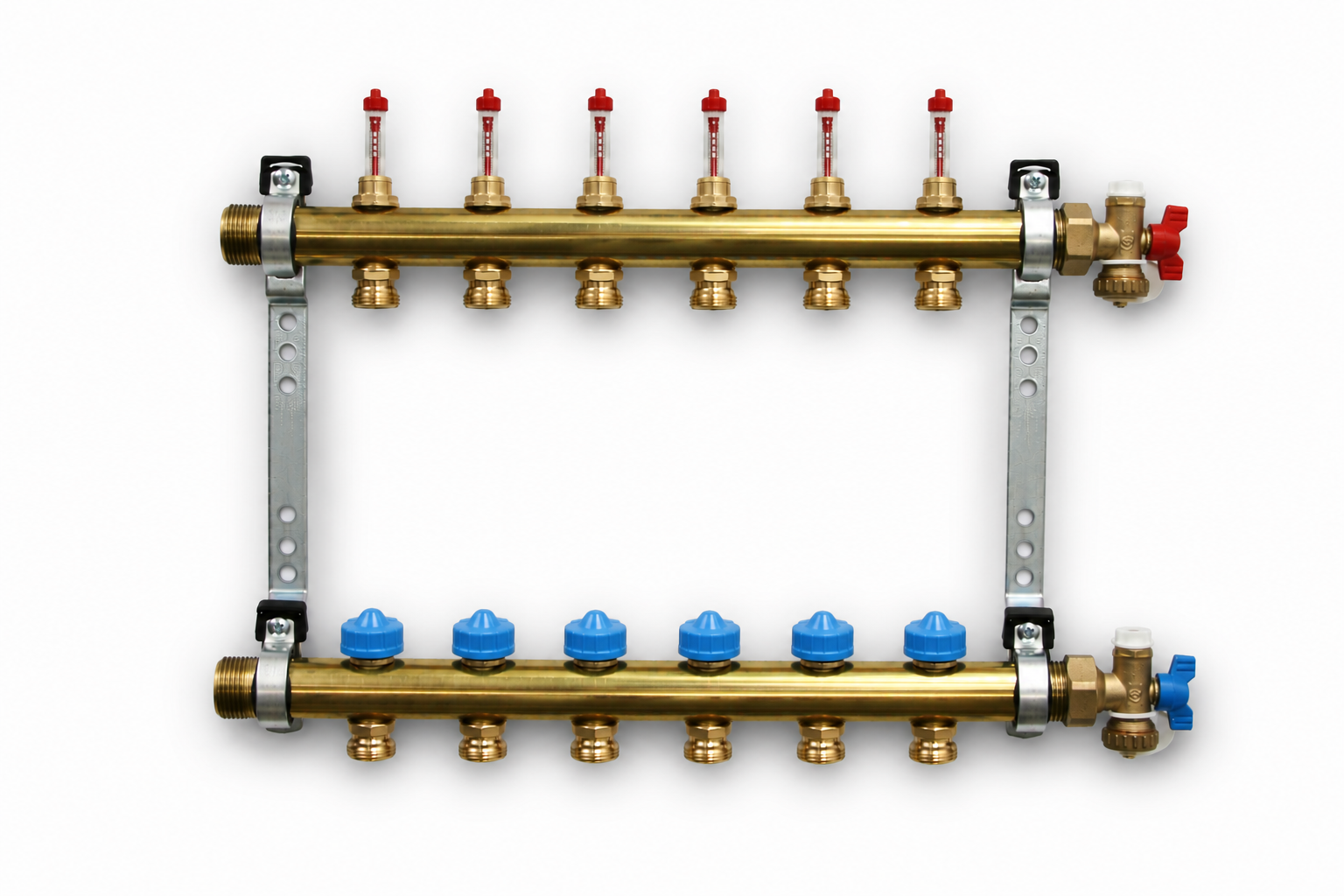 Roth Heizkreisverteiler 6-Heizkreise Messing FlatConnect mit DFA absperrbar 1115011036