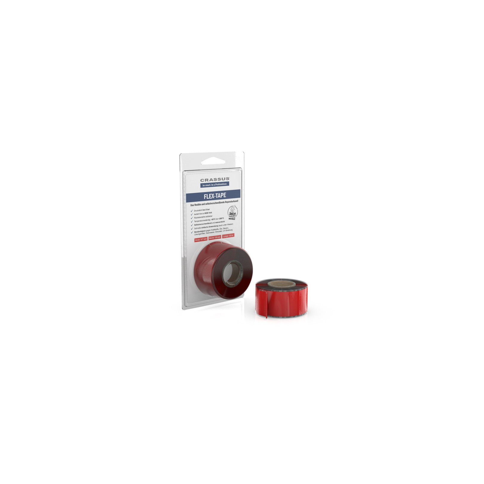 Crassus Flex-Tape CRA70602 25mmx3,5mx0,7mm Rot selbstverschweißend ReParaturband
