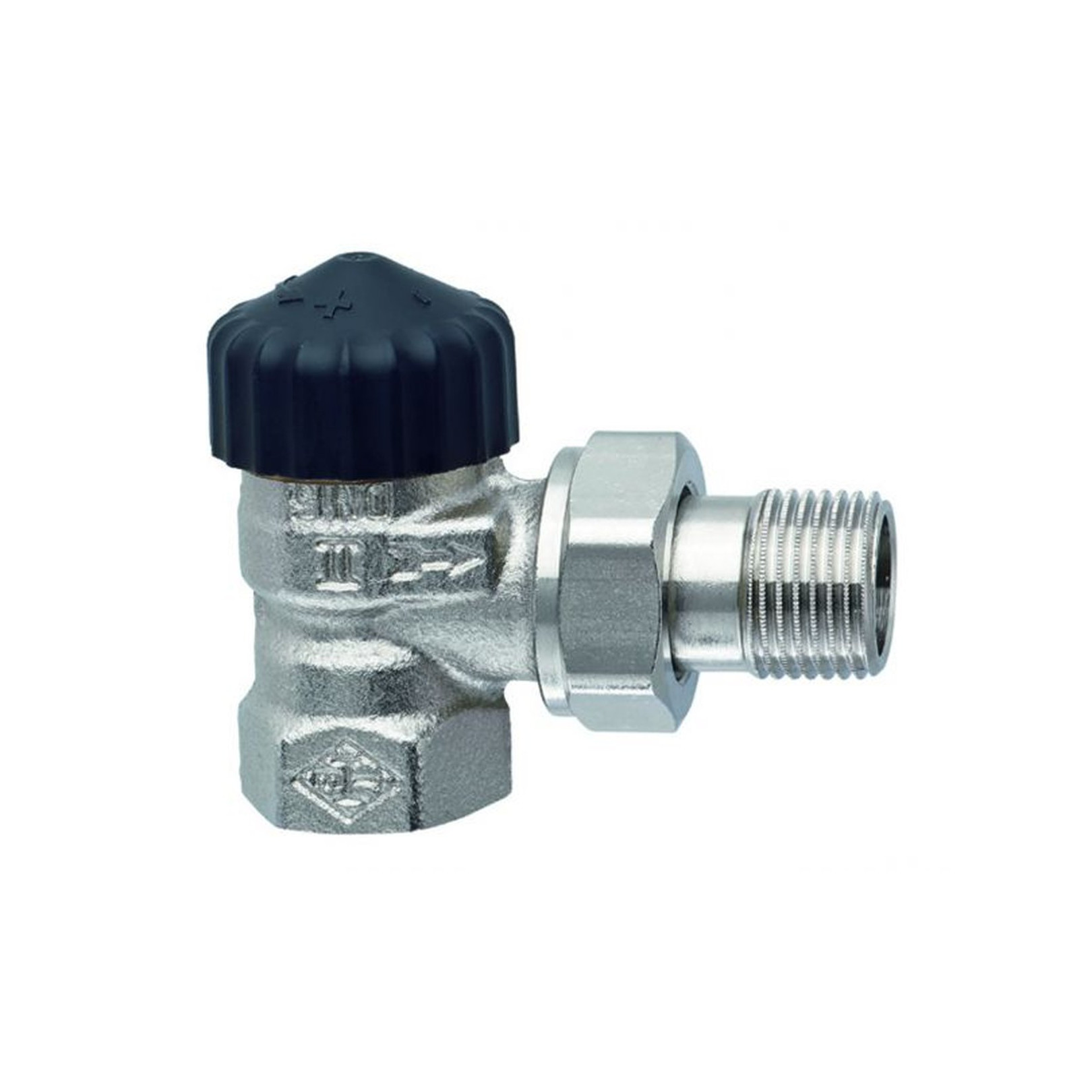 Heimeier Thermostatventil DN25 1 Zoll Eckform Rotguss vernickelt Innengewinde 2201-04.000