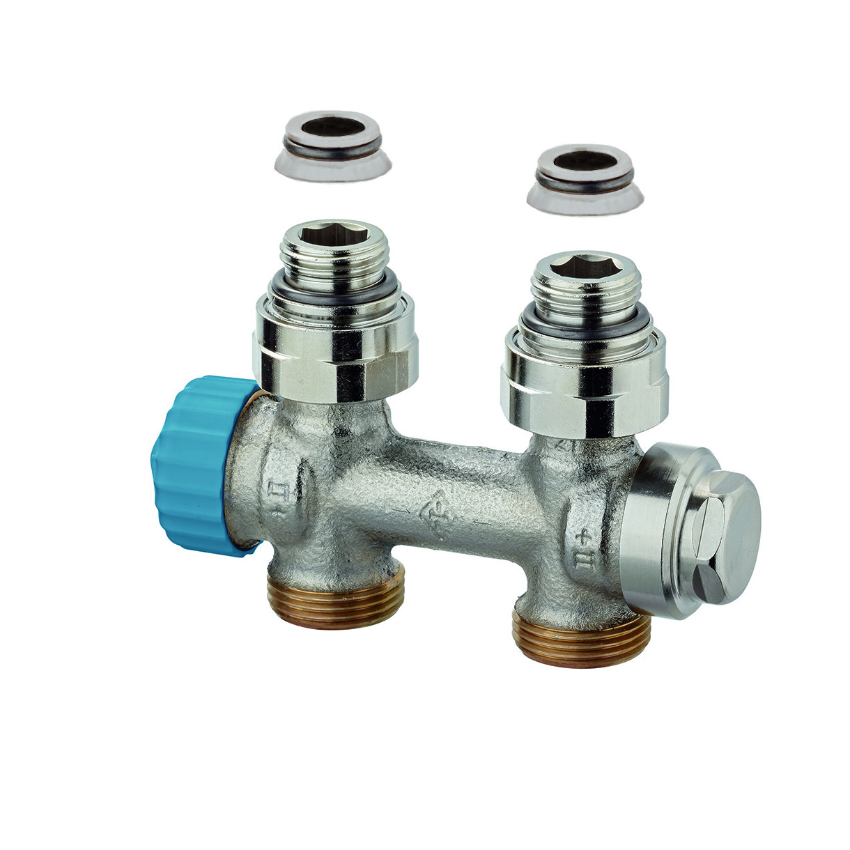Heimeier Thermostatventil Multilux Einrohrsystem Durchgang DN15 50 mm Rotguss vernickelt 3854-02.000