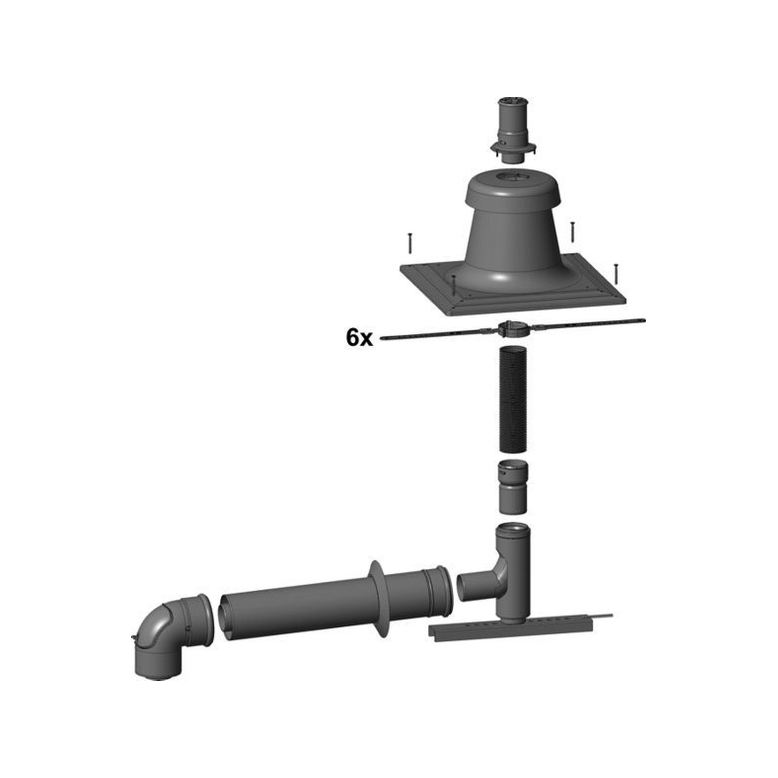Wolf Anschluss-Set C93x DN110/160 flexibel Schacht DN110 Abdeckung PP raumluftunabhängig 2652004