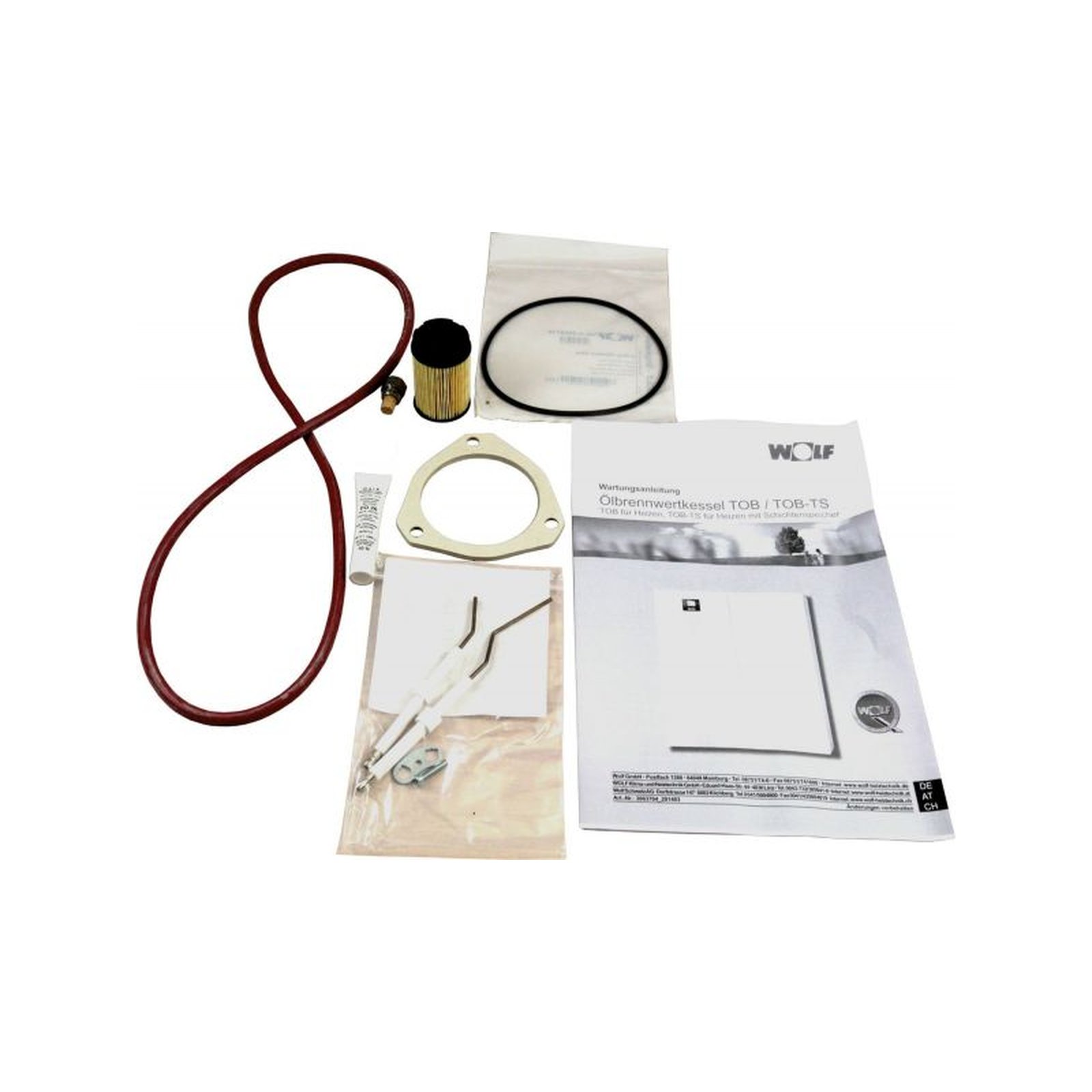 Wolf Wartungsset Ölbrennwertkessel TOB-18 ab 2014 Öldüse O-Ringe Filtereinsatz Zündelektroden 2745711
