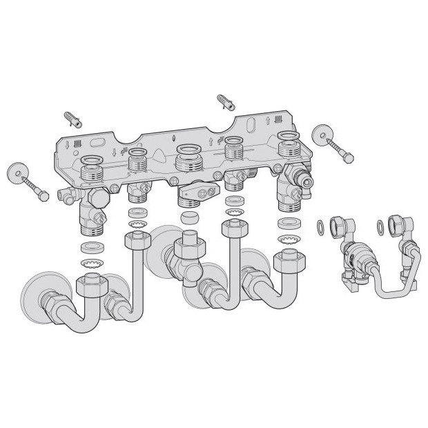 Bosch Montageanschlussplatte Nr. 1661 Unterputz Kombigeräte Systemtrenner Wartungshahn 7738110568