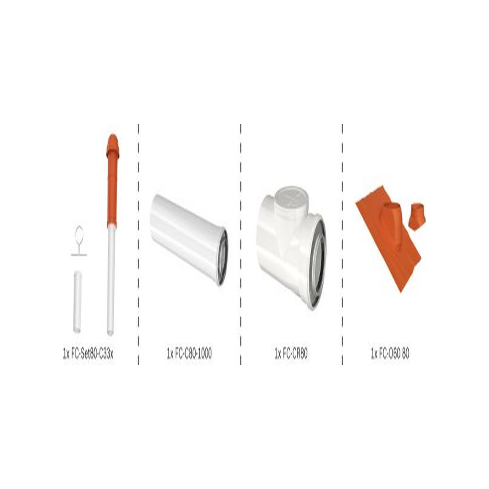 Bosch Abgas-Standardpaket BOPA FC10 Dachdurchgang 80-125 rot RLU 7739617762