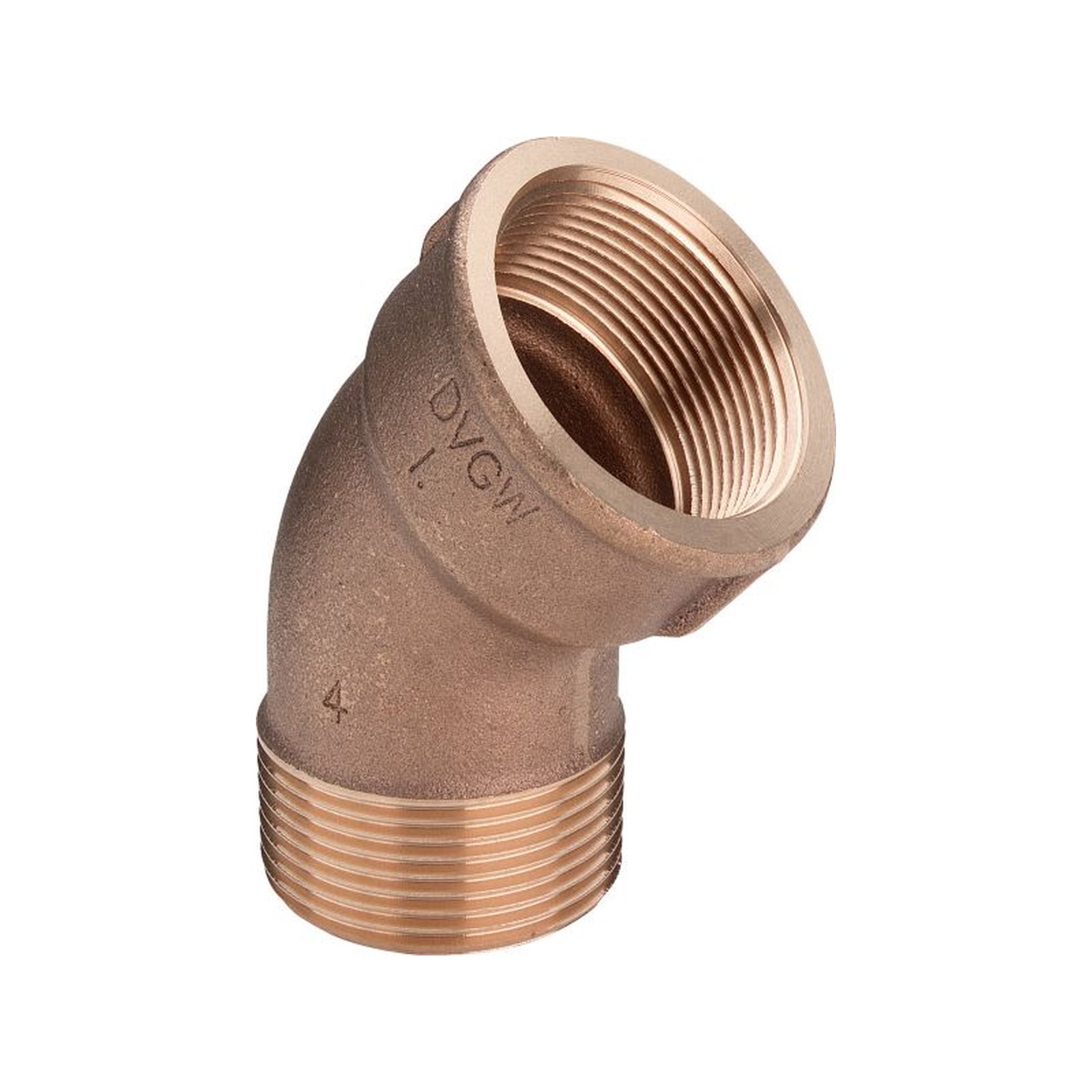 VIEGA Rotguss Gewindefitting Winkel 45 Grad 3121 DN32 1 1/4 Zoll IGxAG 448271