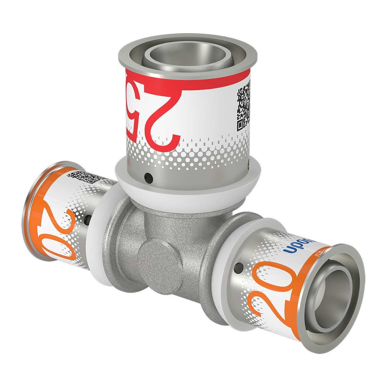 Uponor S-Press PLUS T-Stück reduziert 20 mm 25 mm 20 mm Pressfitting DVGW 1070571