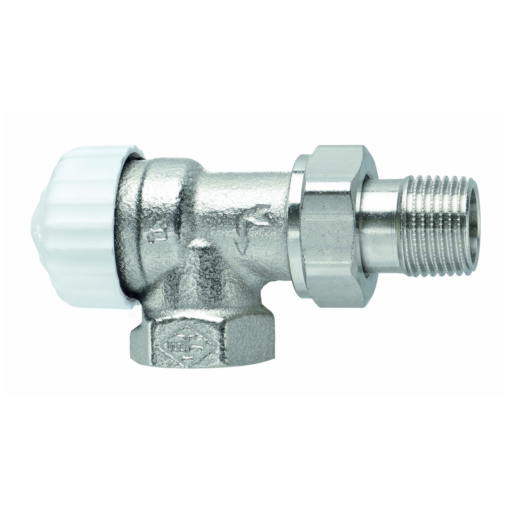 Heimeier Thermostatventil V-exact II DN15 1/2 Zoll Axial umgekehrter Fluss Rotguss vernickelt 9103-02.000
