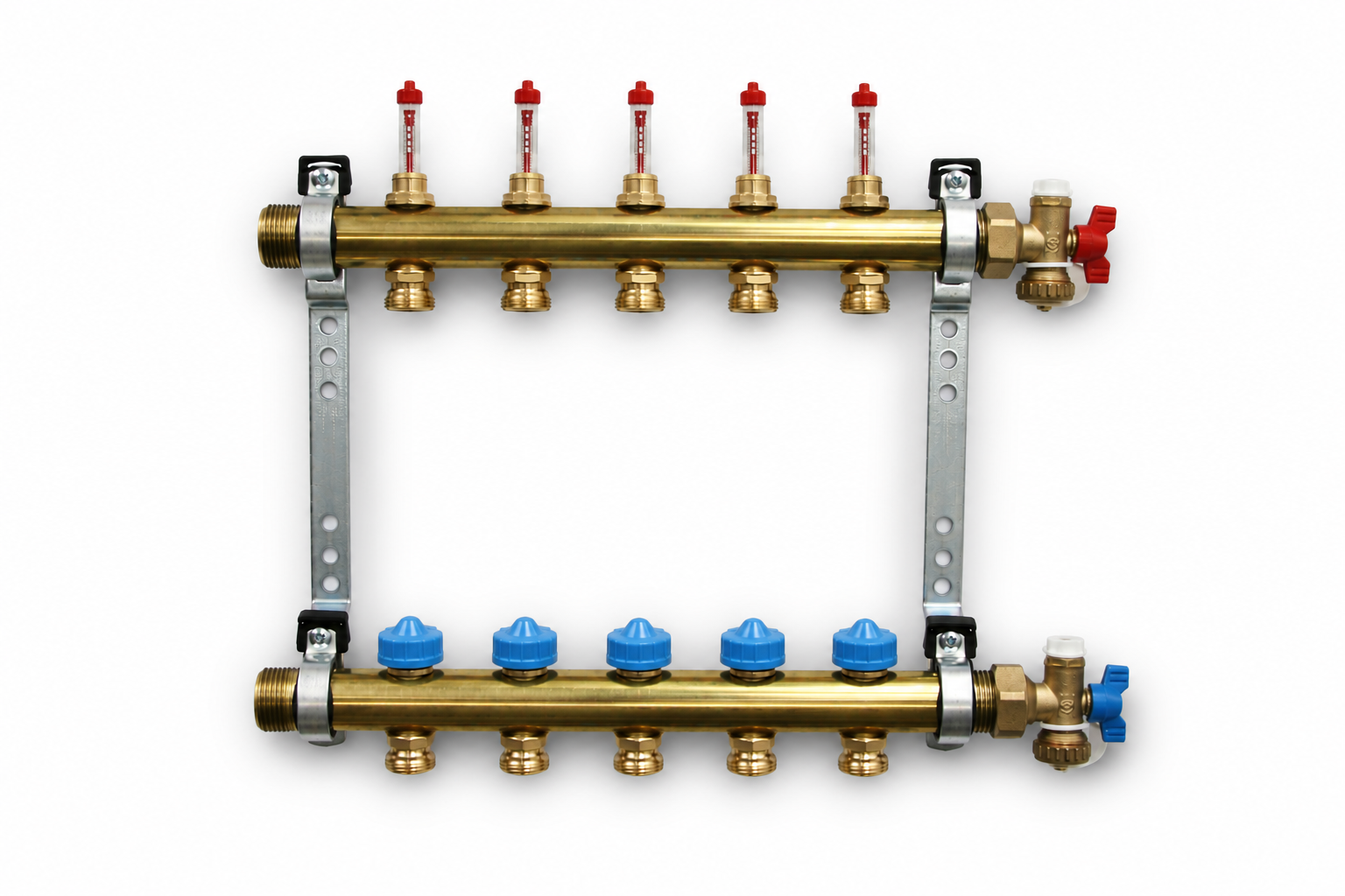 Roth Heizkreisverteiler 5-Heizkreise Messing FlatConnect mit DFA absperrbar 1115011035