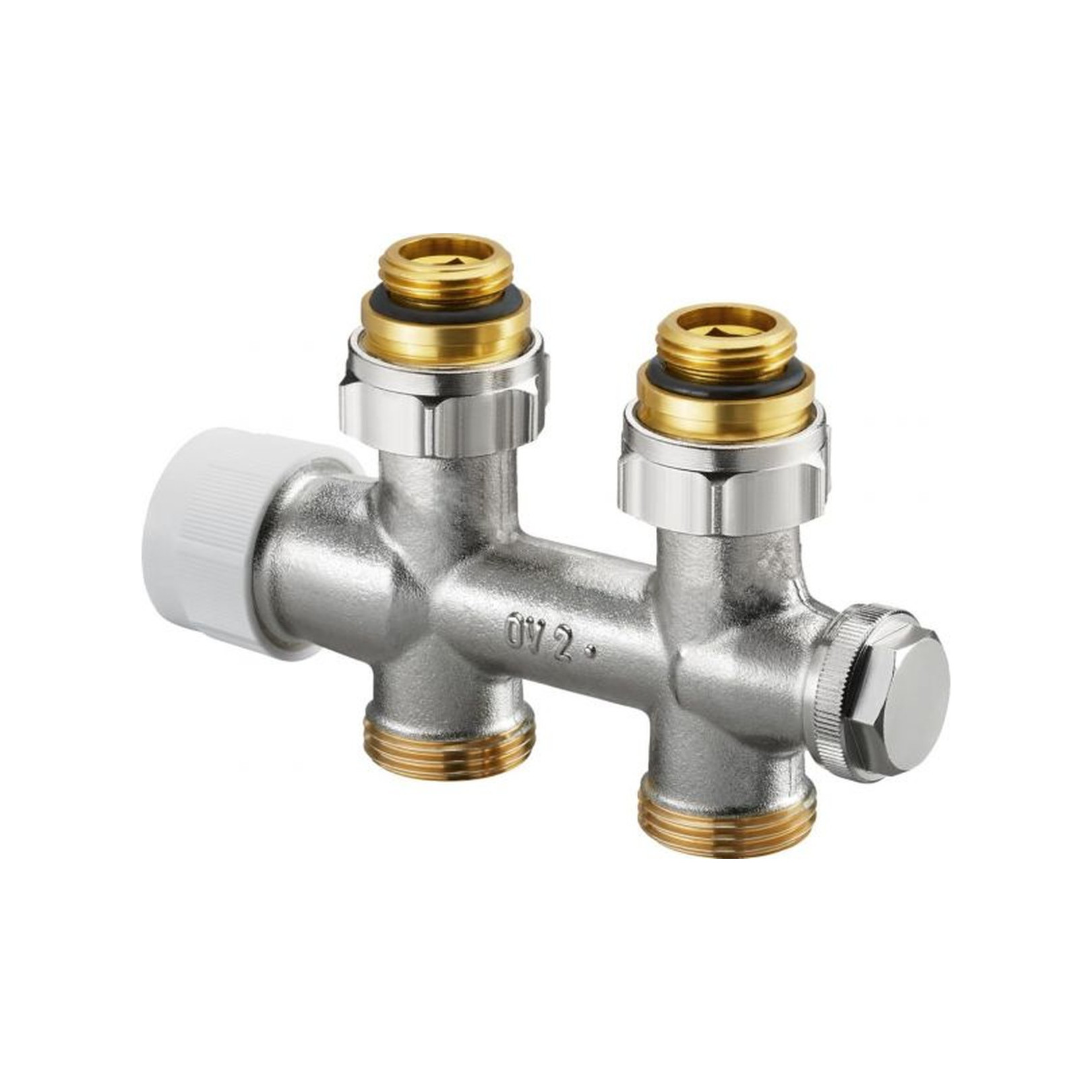 Oventrop Anschlussarmatur Multiblock T 1/2 AGx3/4 AG Zweirohrarmatur Durchgang Messing vernickelt 1184083