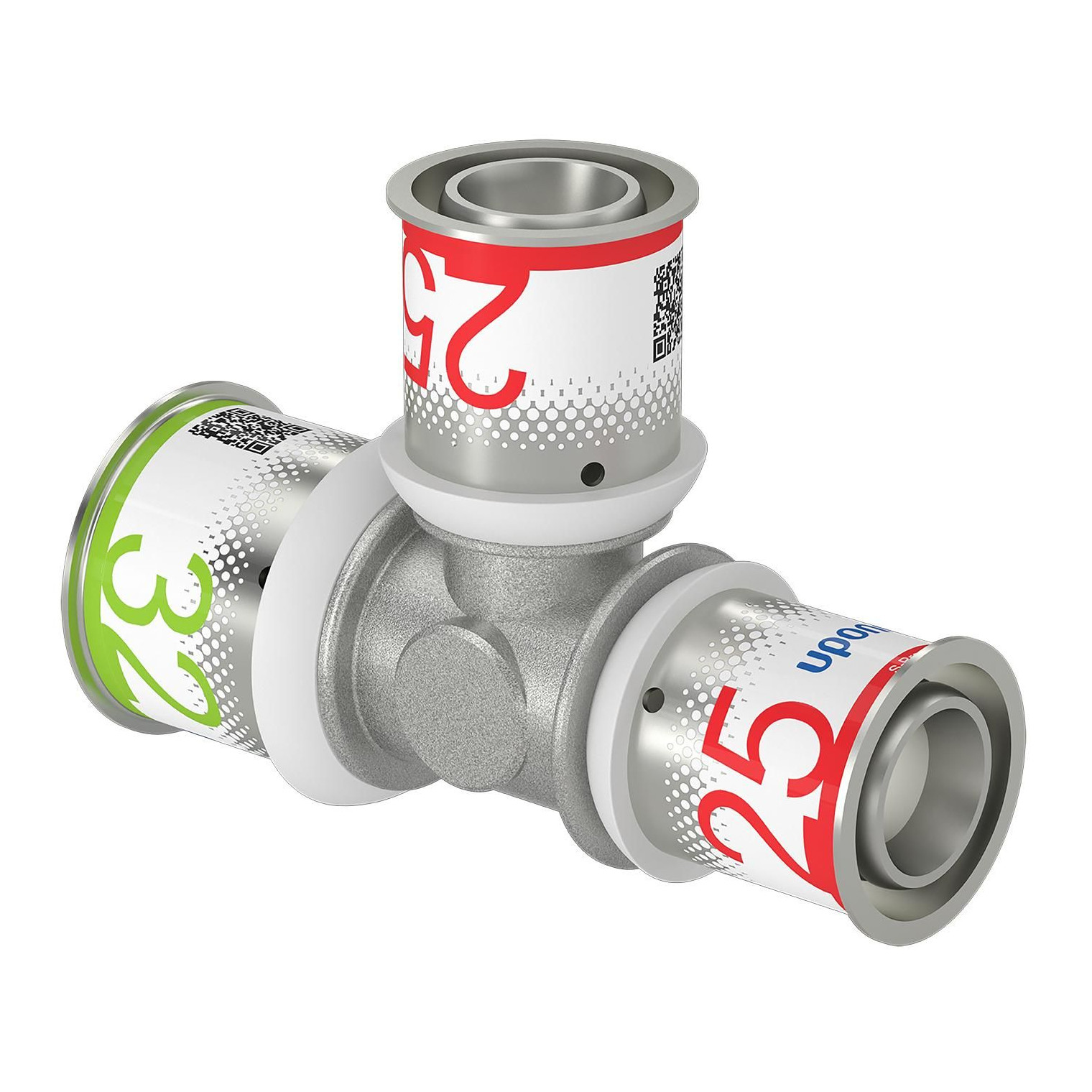 Uponor S-Press PLUS T-Stück reduziert 32x25x25 mm Pressmuffe Messing verzinnt DVGW 1070582
