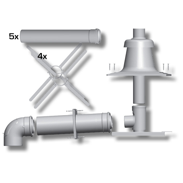 WOLF Paket Abgasleitung DN80/125 Schachteinbau Abdeckung Kunststoff 2651497Z06