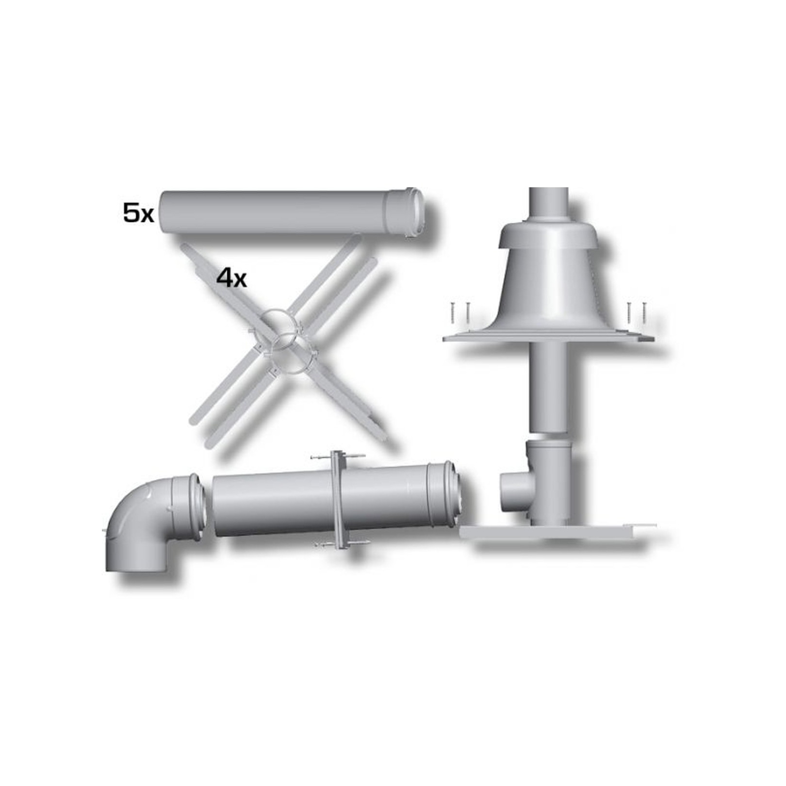 Wolf Paket Abgasleitung DN80/125 Schachteinbau Abdeckung Kunststoff 2651497Z06