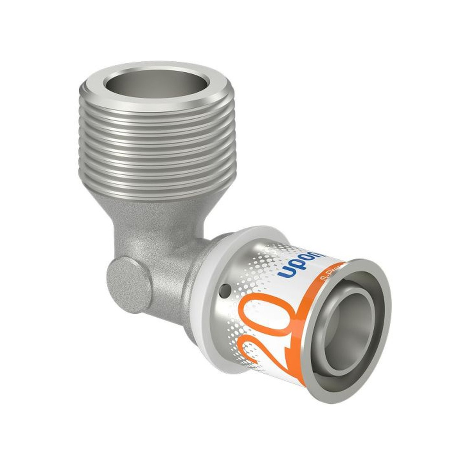 Uponor S-Press PLUS Winkelnippel 20 mm DN20 3/4 AG Pressfitting PPSU Messing verzinnt Edelstahlpresshülse 1070534