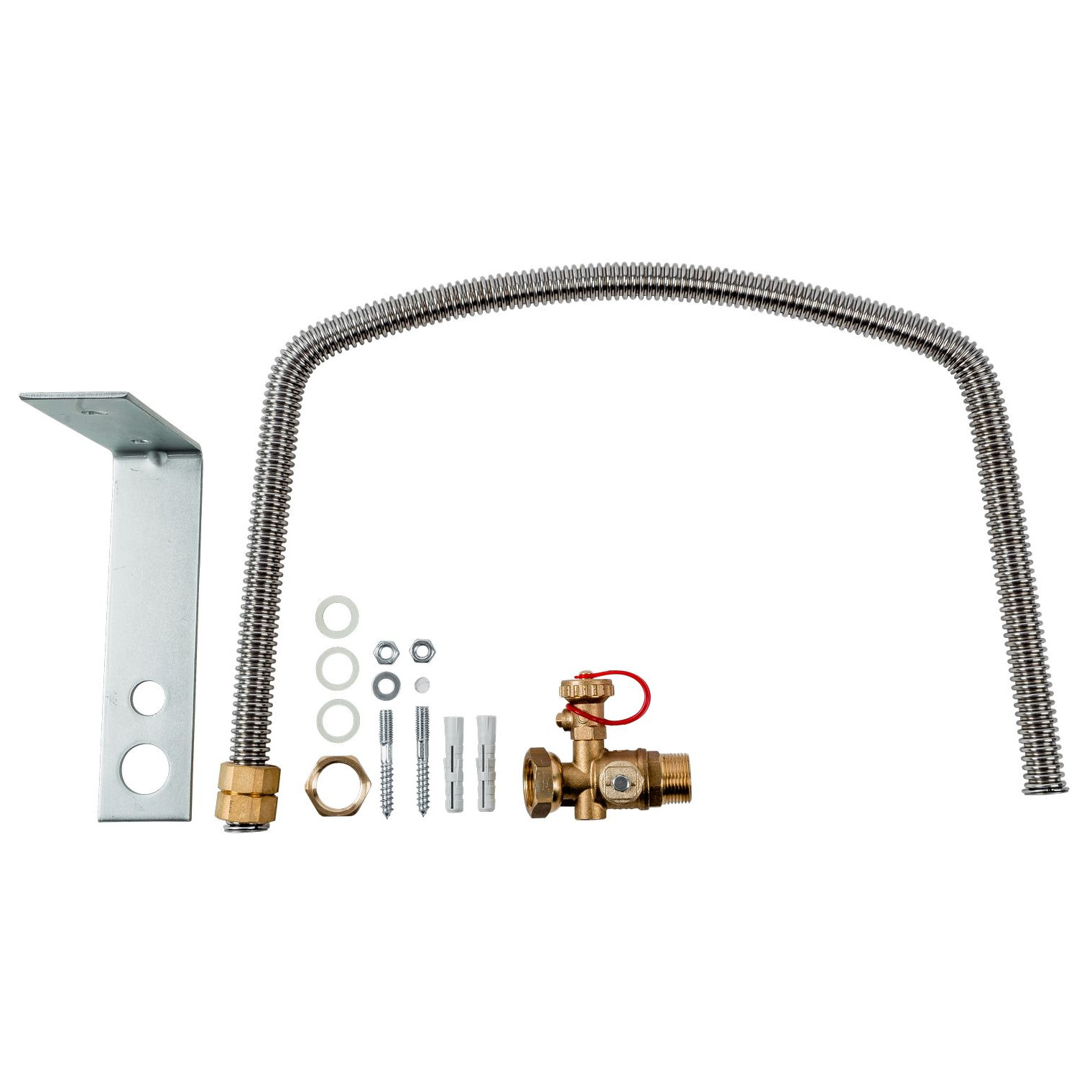 WOLF Anschluss-Set Ausdehnungsgefäß Solar Sole bis 25 Ltr Flexschlauch 900mm Kappenventil Wandbügel 2483076