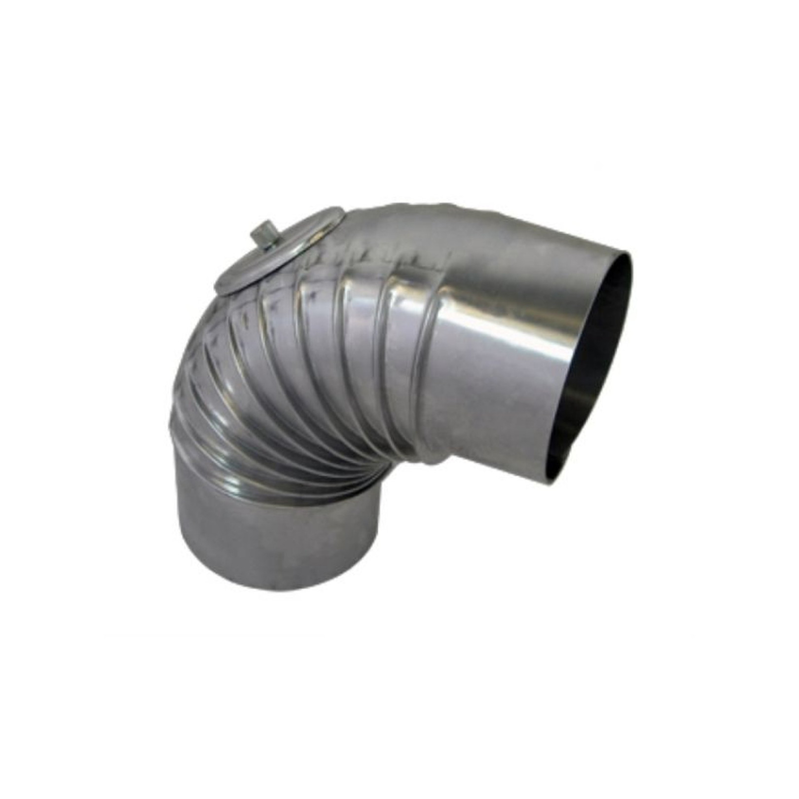 BS ALU-Bogen, gerippt, 90 Grad, d:200 mit Kontrollverschluß