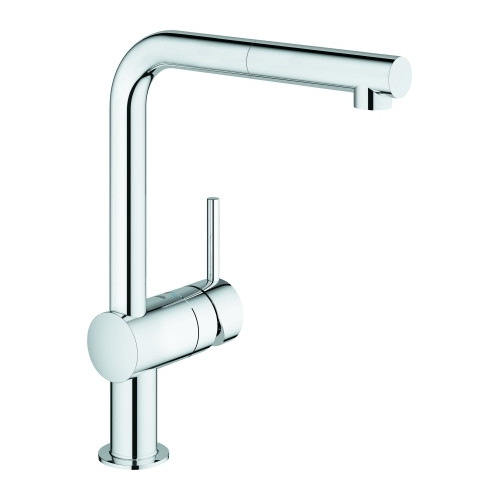 Grohe Einhand-Spültischbatterie Minta 32168000 DN15 ausziehbarer Mousseurauslauf Chrom 32,9 cm SilkMove Schnellmontage
