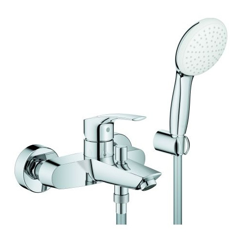 Grohe Einhebel-Wannenbatterie Eurosmart Wandmontage 1-2-Zoll Keramikkartusche chrom 25276003