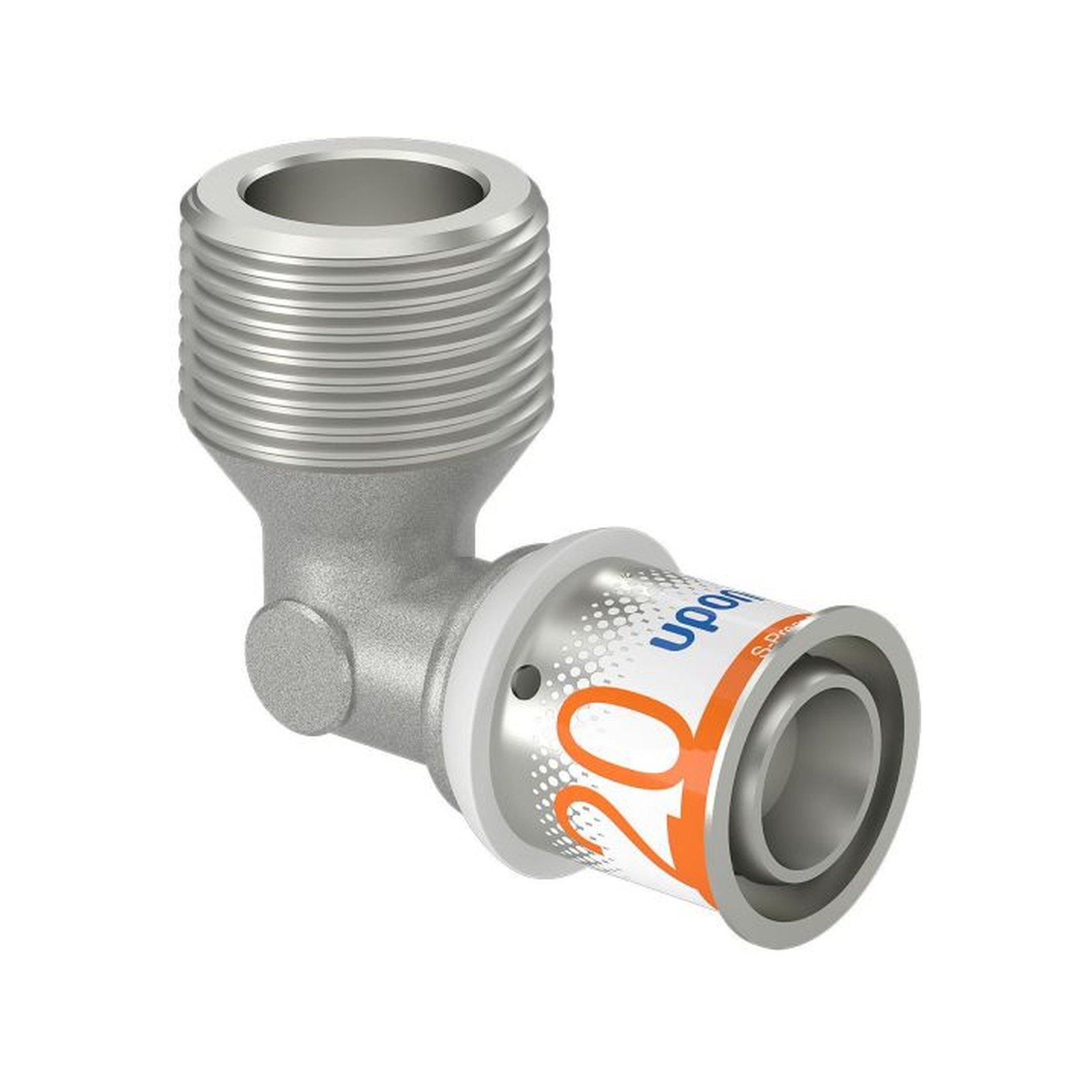 Uponor S-Press PLUS Winkelnippel 20 mm DN20 3/4 AG Pressfitting PPSU Messing verzinnt Edelstahlpresshülse 1070534