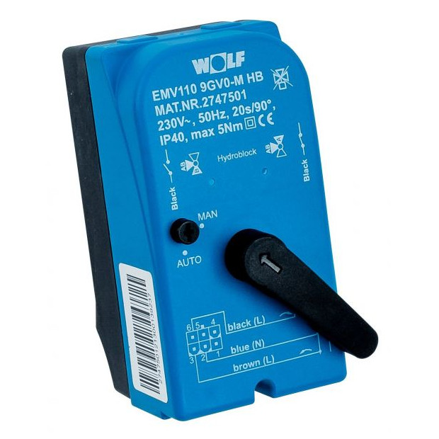 WOLF Motor EMV110 HB Steck Auf Zu 230VAC Zubehör Wärmeerzeuger 274750199