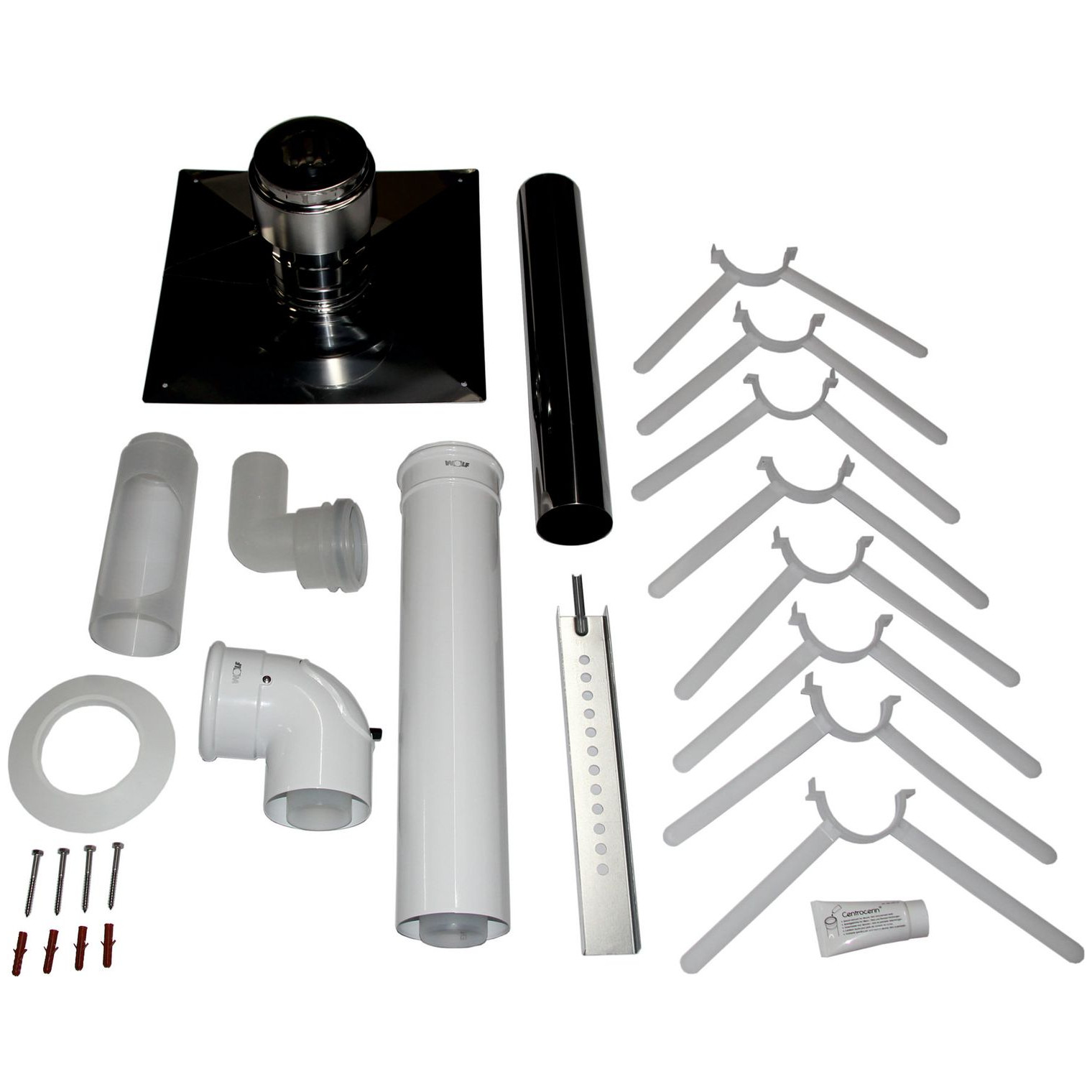 WOLF Anschluss-Set C93x DN60/100 DN80 starr Schachtabdeckung Edelstahl raumluftunabhängig 2651854