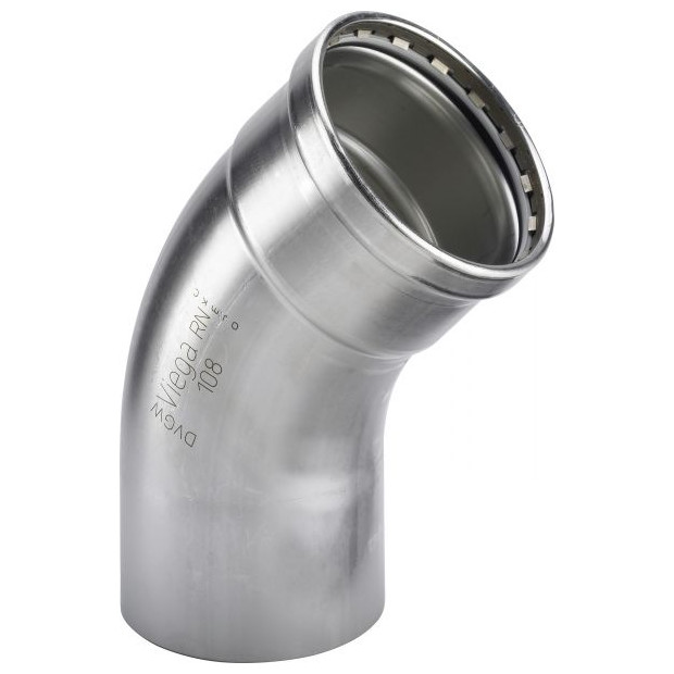 Viega Bogen 45 Grad Sanpress Inox 2326.1XLLF SC-Contur LABS-frei Edelstahl 88,9mm 665050