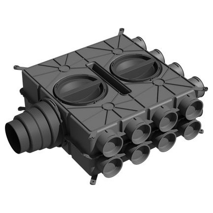 WOLF Luftverteiler DN125-180 16 Stutzen DN75 antistatisch antibakteriell 8 Verschlusskappen 2577596