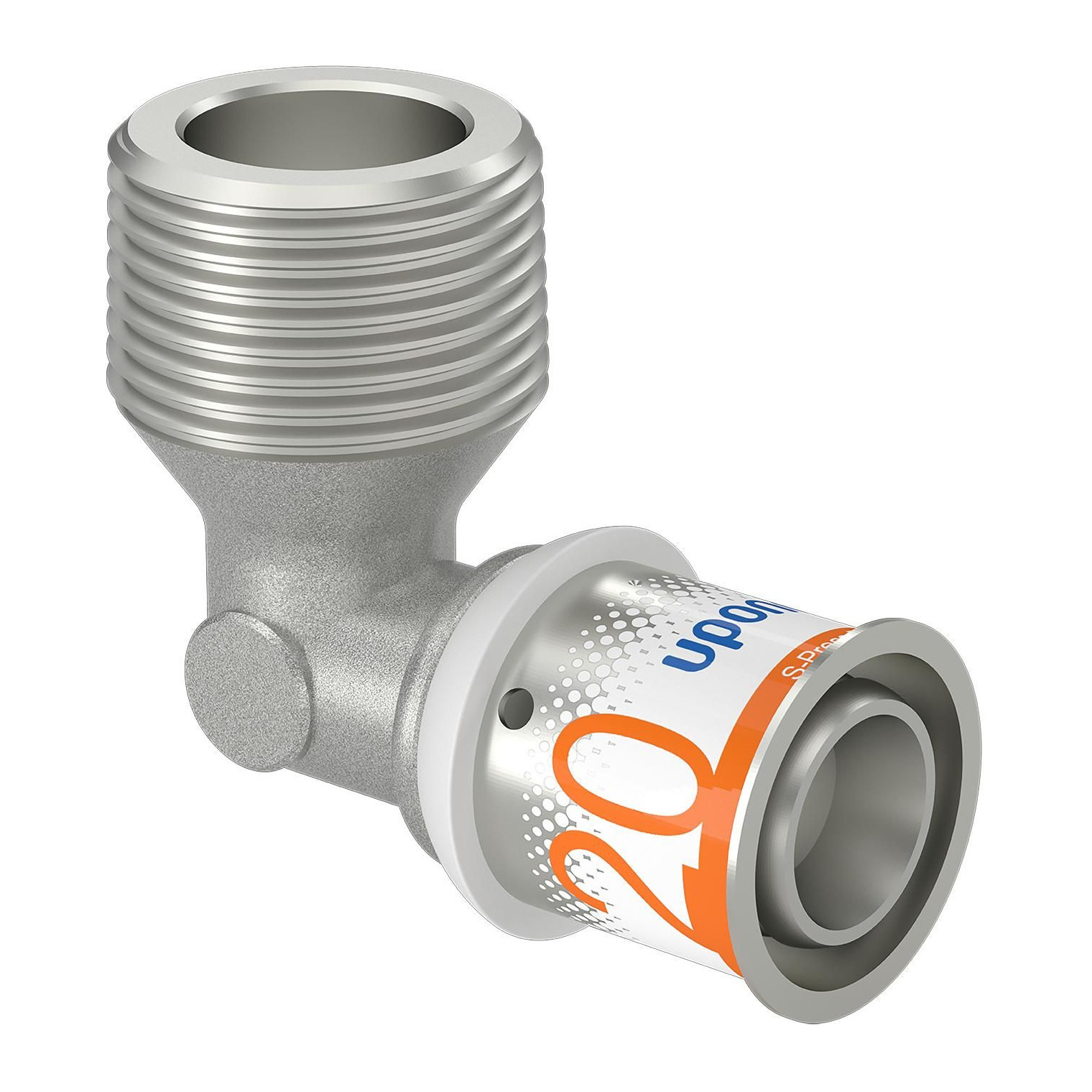 Uponor S-Press PLUS Winkelnippel 20 mm DN20 3/4 AG Pressfitting PPSU Messing verzinnt Edelstahlpresshülse 1070534