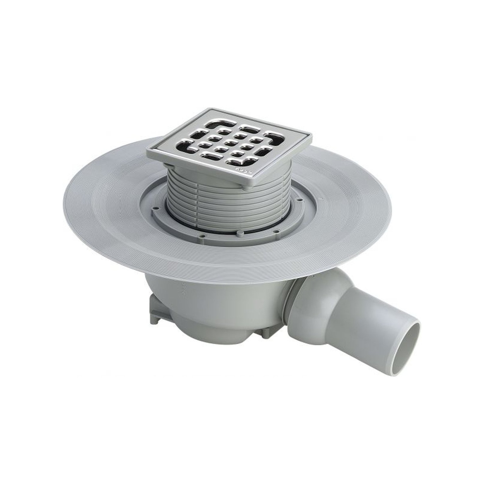 Viega Badablauf 4921.76 DN 50 Edelstahlrost Kugelgelenkabgang höhenverstellbar 10x10 cm 556938