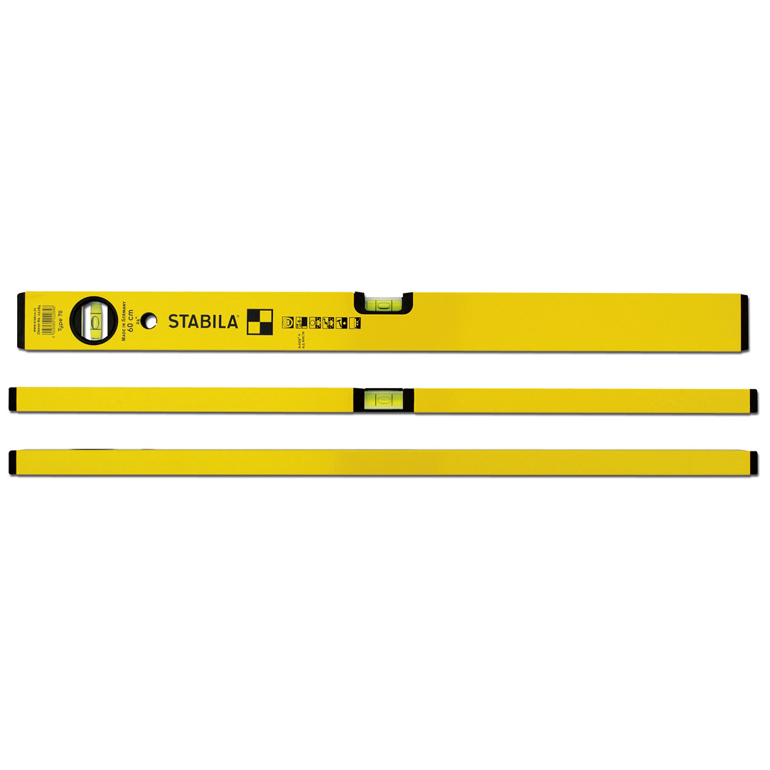STABILA Wasserwaage Type 70 Aluminium 60 cm 2 Libellen beschichtet Genauigkeit 0.5 mm/m 02284