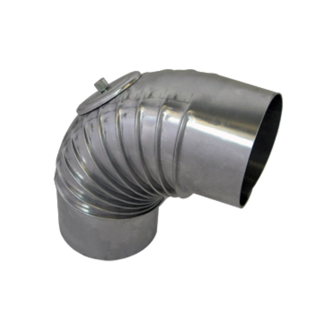 BS ALU-Bogen, gerippt, 90 Grad, d:180 mit Kontrollverschluß