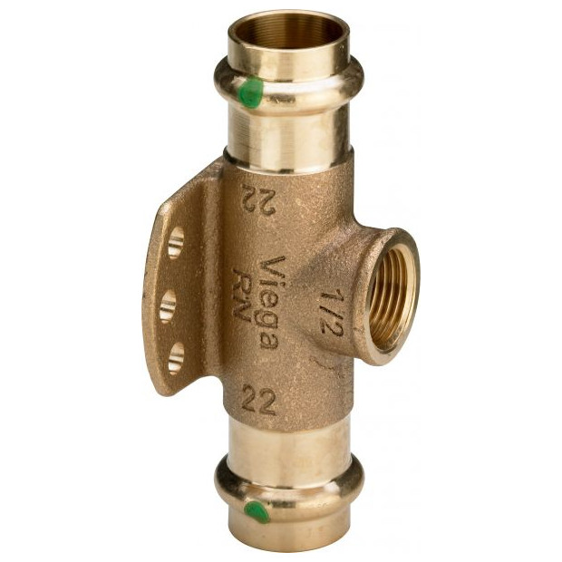 Viega Wandscheiben-T-Stueck Sanpress 2217.3 22x1-2x22mm SC-Contur Siliziumbronze EPDM 625726