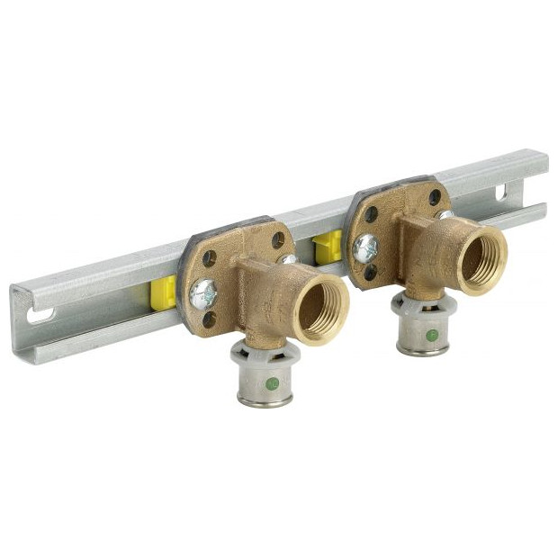 VIEGA Montageeinheit 2141 581657 Pressfitting PPSU 16x1-2 Zoll SC-Contur Wandscheiben Rotguss Halterung Stahl verzinkt