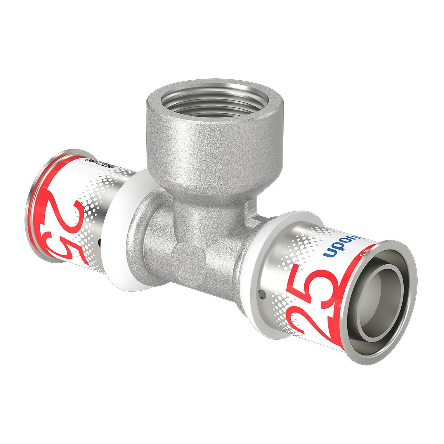 Uponor Verbundrohr Fitting S-Press PLUS T-Stück 25-Rp3-4FT-25 Edelstahl Presshülse Innengewinde 1070599