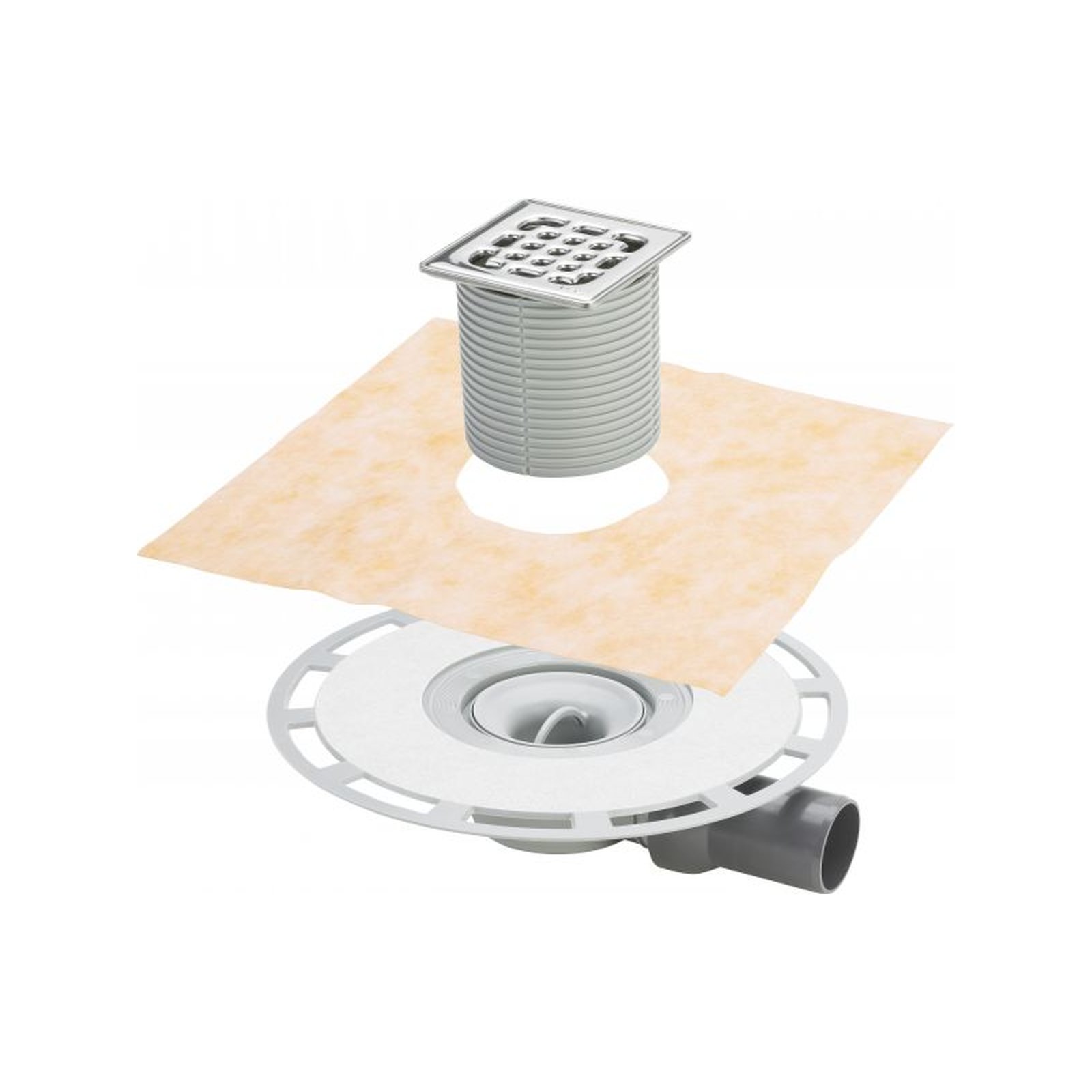 Viega Badablauf 4939 superflach Edelstahlaufsatz DN50 Abdichtungsmanschette waagerecht 565701