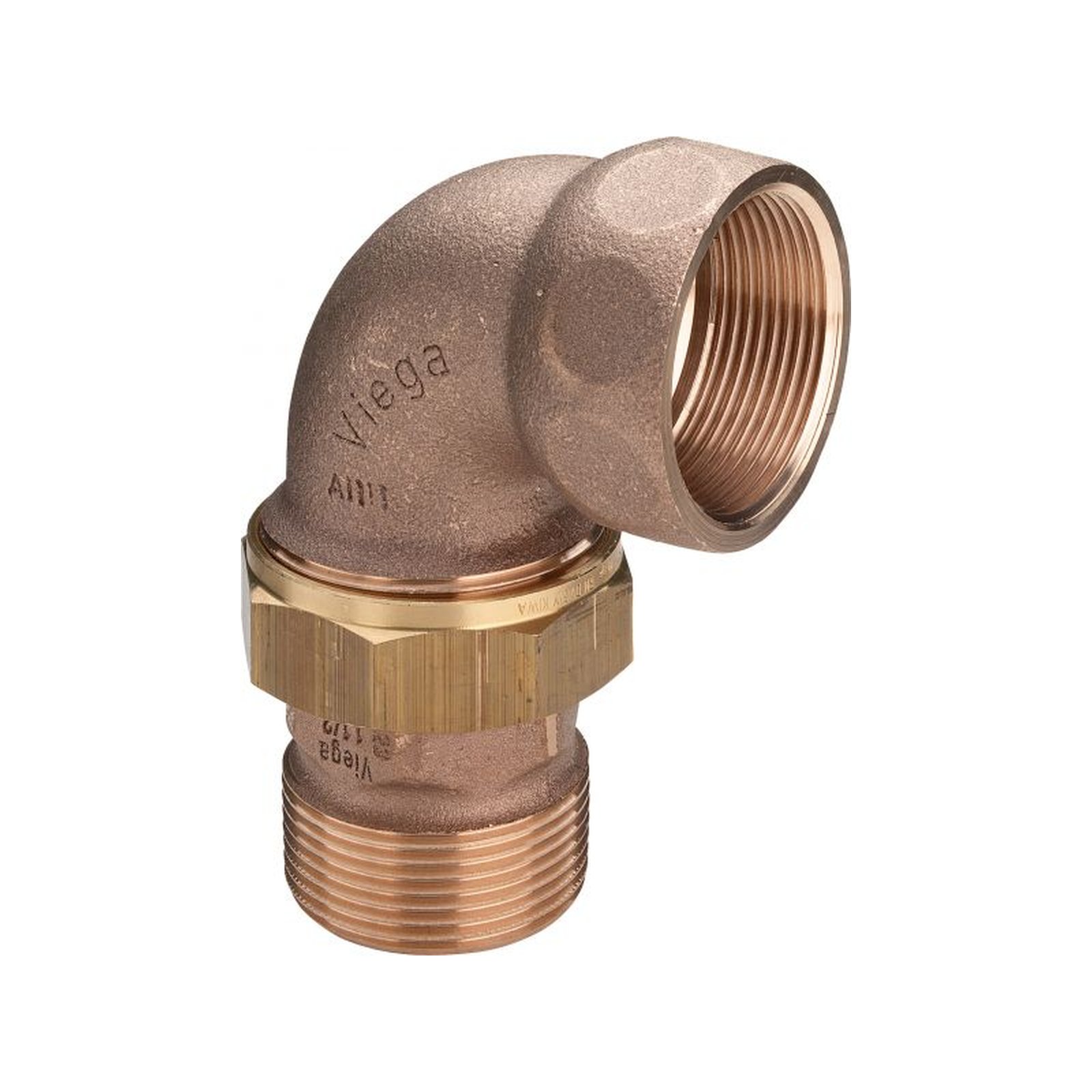 VIEGA Rotguss Gewindefitting Verschraubung 3088 90Grad DN25 1 Zoll IGxAG flachdichtend DVGW 348687