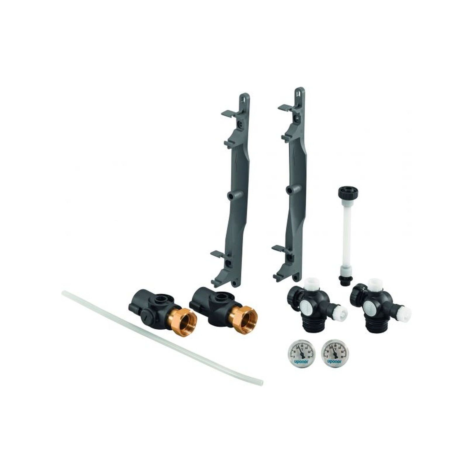 Uponor Vario PLUS Verteiler Basis Set Halter Verschraubung Thermometer Bypass 1009209